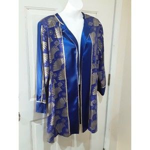 Vintage Womens Jacket, F.A.D. Blue and Gold Ornate,  Sz 1x Statement